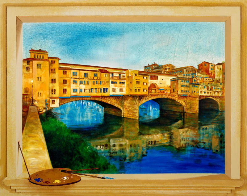 affresco che mostra Firenze Ponte Vecchio dell'Arno